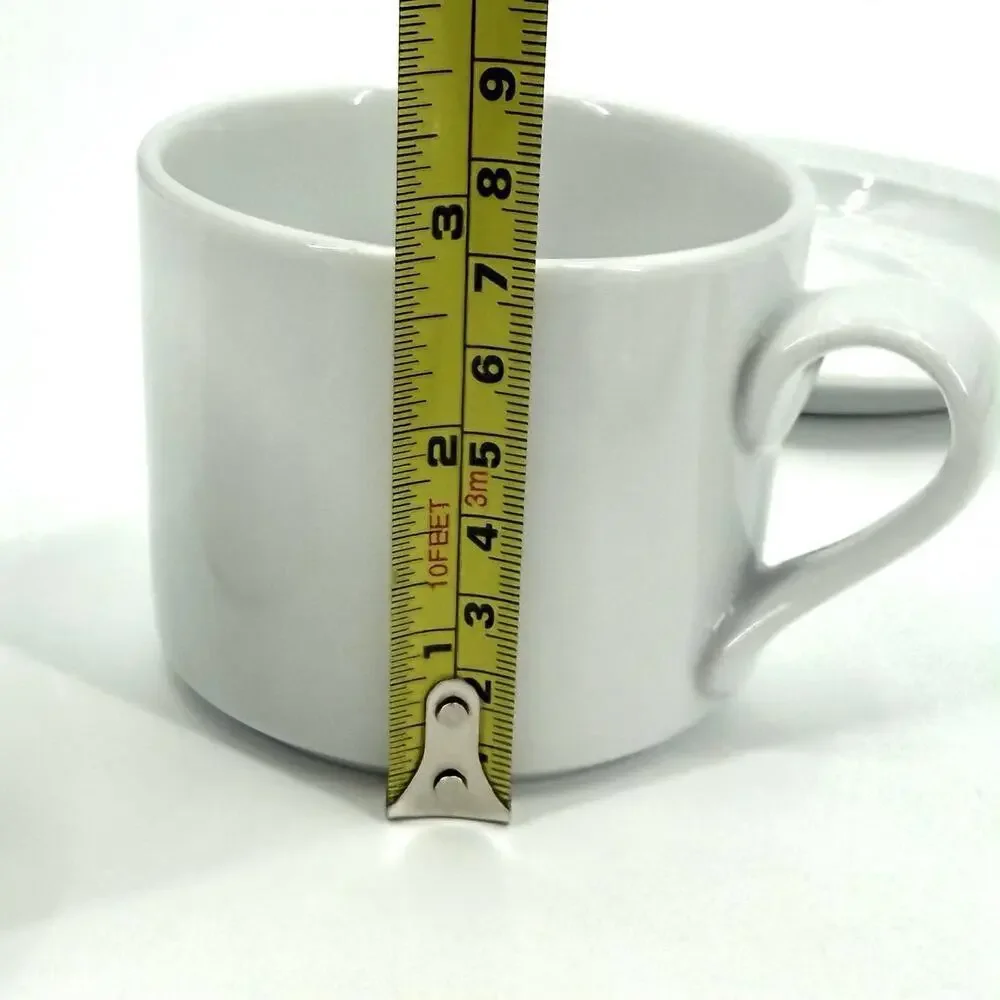 2 Sets of DANSK Bistro White 8oz. Coffee Cup & Saucer Portugal Minimalist (4pc.)